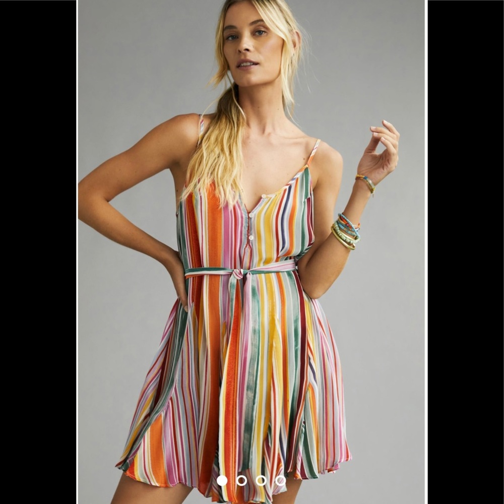 Anthropologie Velvet by Graham & Spencer Rainbow Striped Tiana Mini Dress